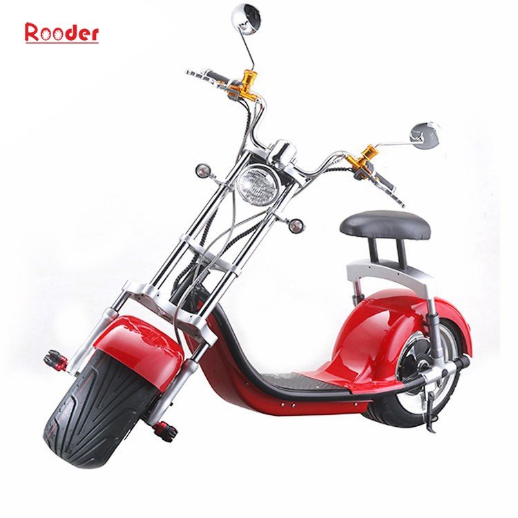 Rooder new harley electric scooter citycoco r804a with aluminium wheel  front and rear shock suspension turning lights brake light USB port rearview mirror lithium battery (2)