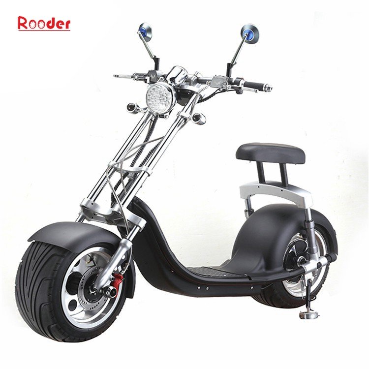 Rooder new harley electric scooter citycoco r804a with aluminium wheel  front and rear shock suspension turning lights brake light USB port rearview mirror lithium battery (5)